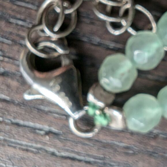V3 sterling silver natural aquamarine double strand necklace with pendant - Picture 7 of 7